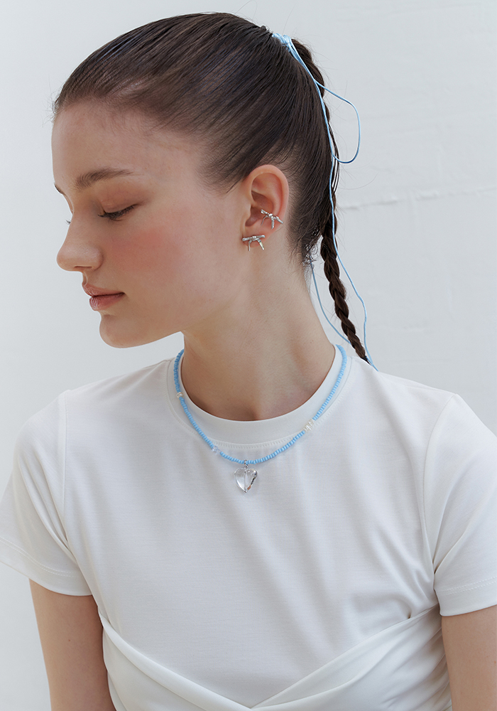 Clear Heart Sky Blue Necklace