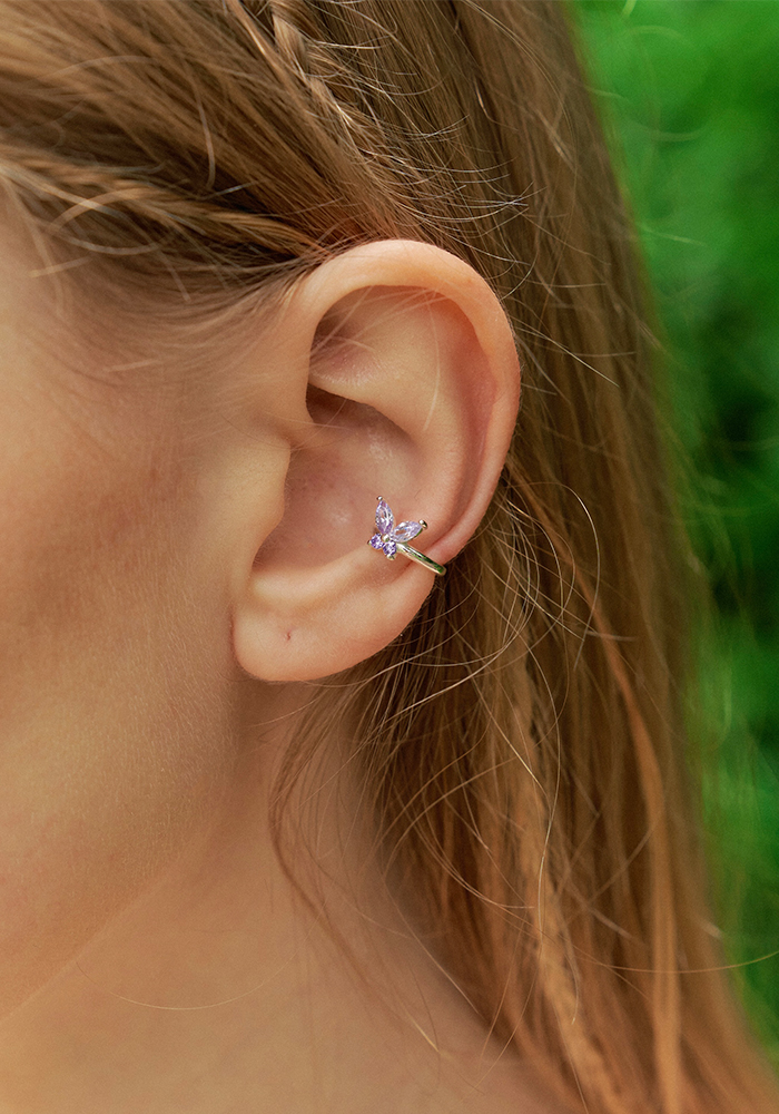 Lilac Cubic Butterfly Earcuff