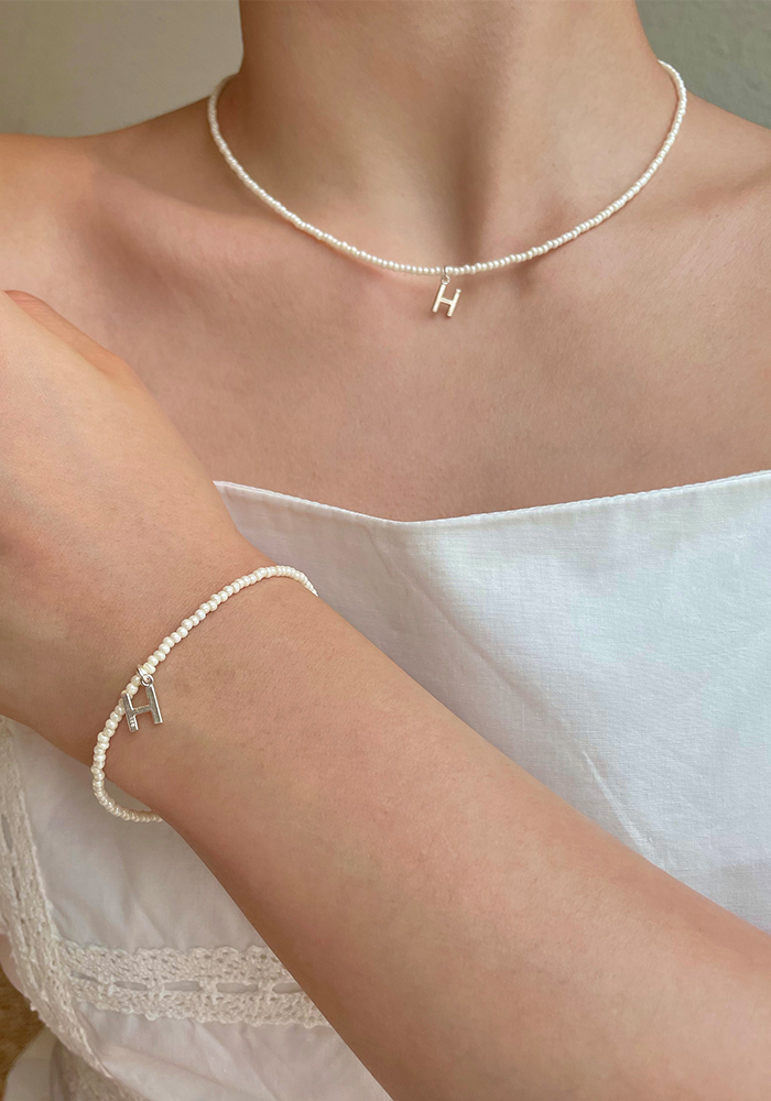 Romantic Initial Bracelet (Ivory)