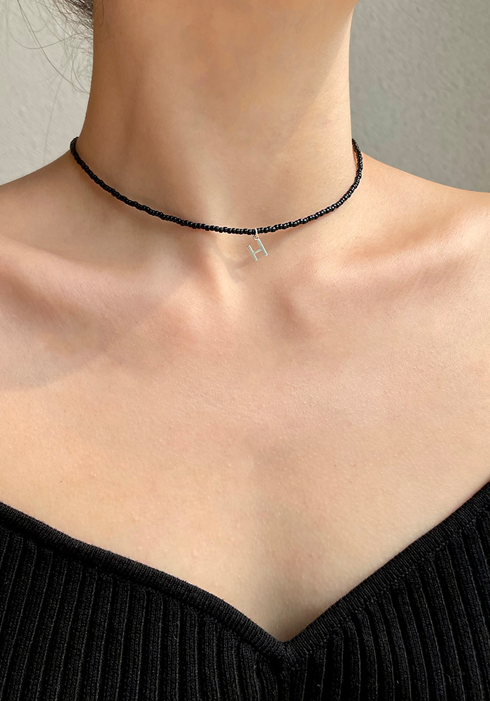 Black Initial Necklace