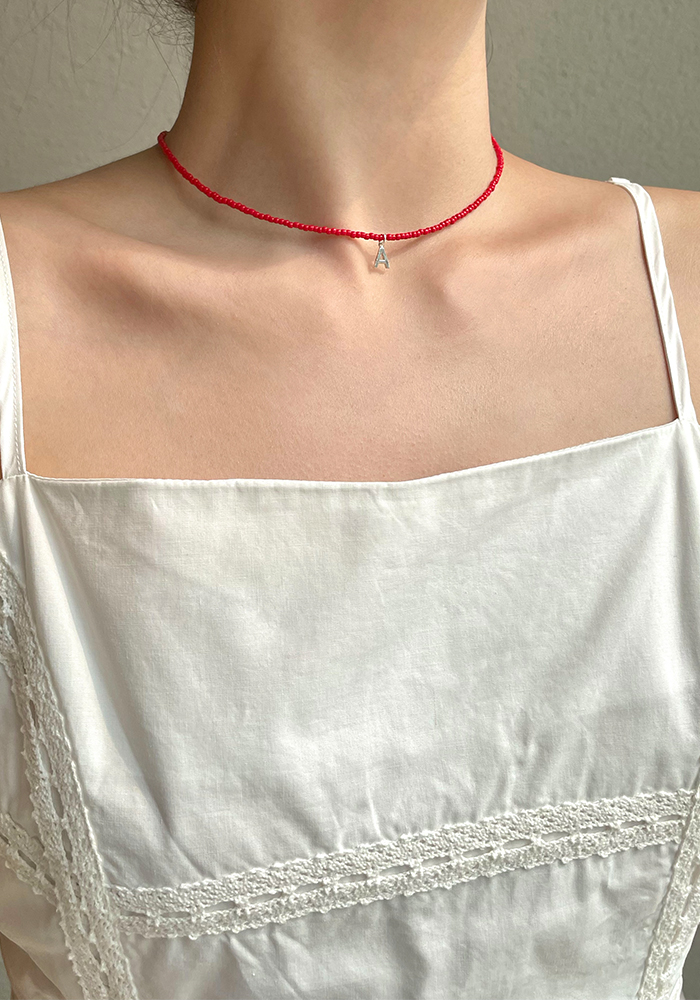 Cherry Red Initial Necklace