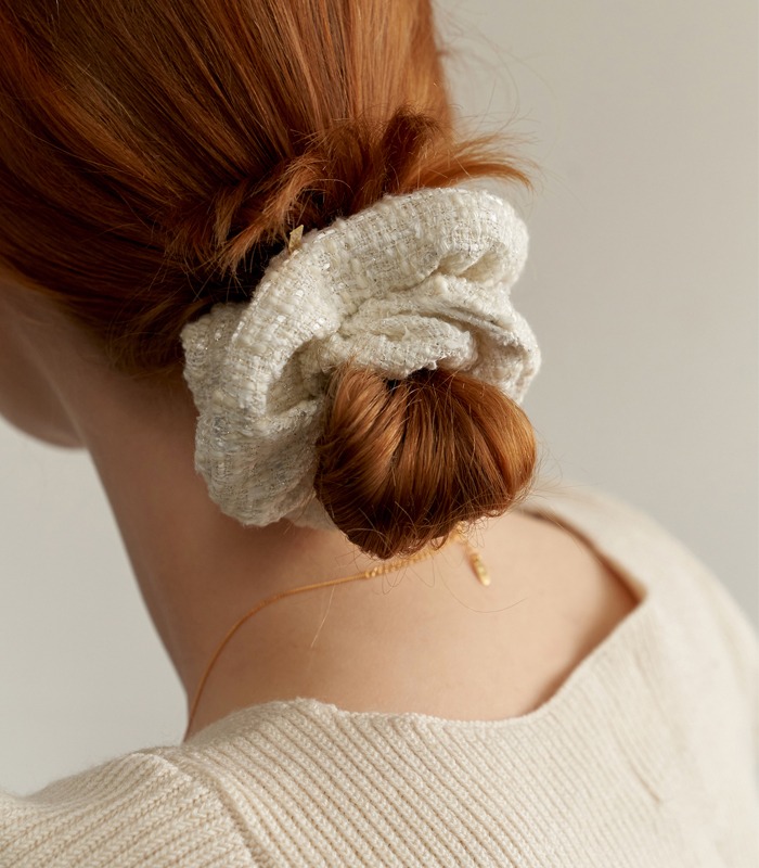 Ivory Tweed Scrunchie