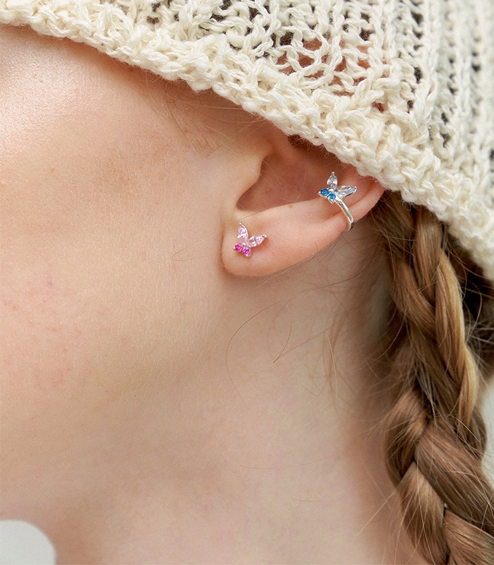 [당일출고] Pink Cubic Butterfly Earring