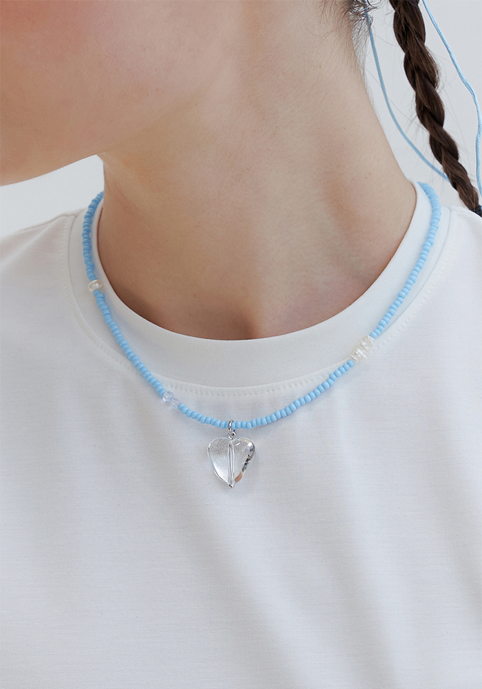 Clear Heart Sky Blue Necklace