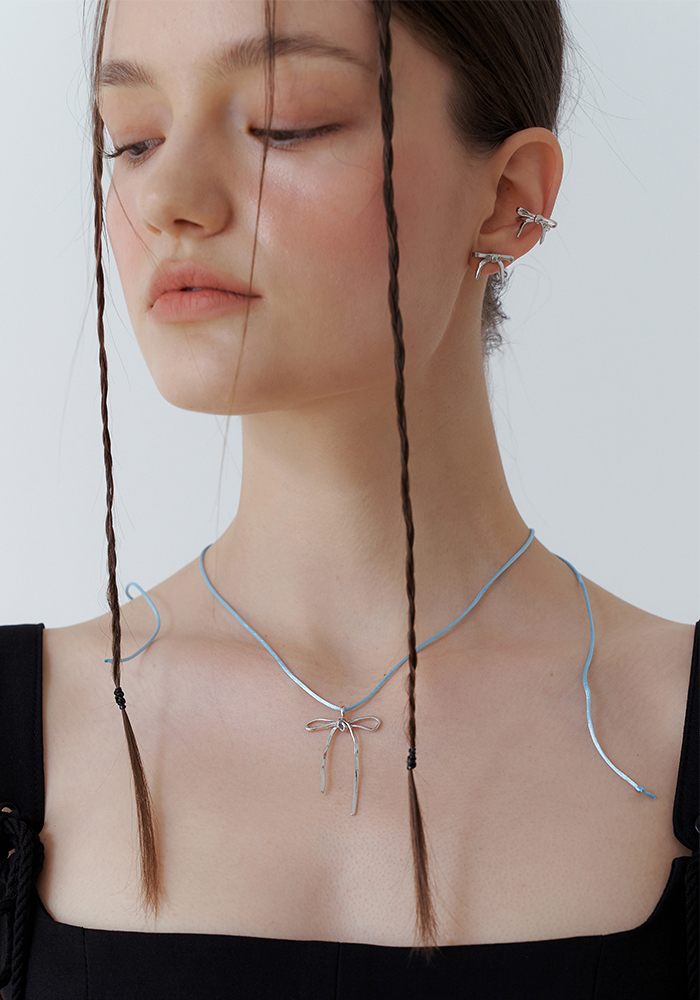 Romance Ribbon String Necklace (SKYBLUE)