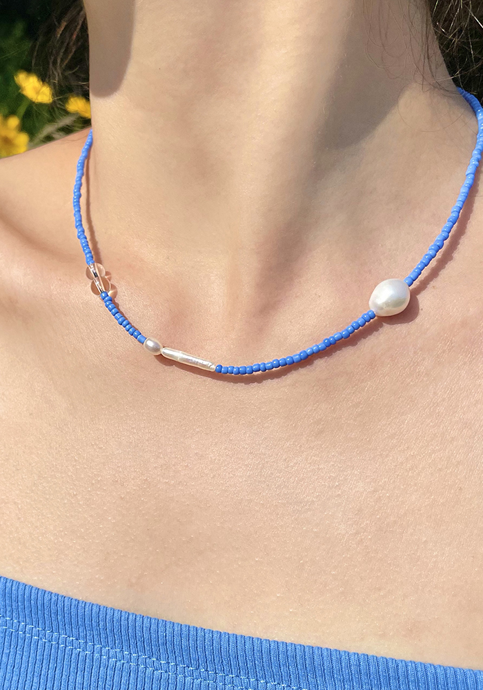 Aqua Blue Pearl Necklace