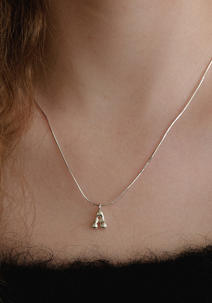 Mini Flow Initial Necklace (snake chain)