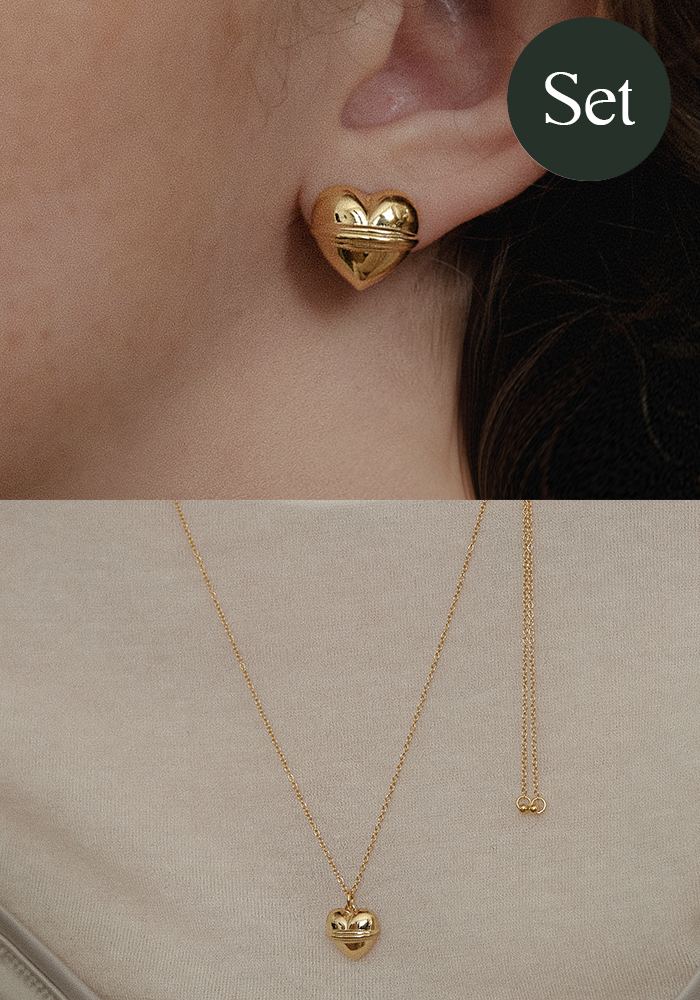 [SET] Volume Heart Earring + Necklace
